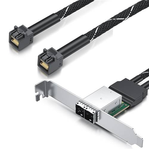 CAB-8644F-8643-2CH 2 Channel External HD Mini SAS SFF-8644 Female to Internal HD Mini SAS SFF-8643 4i Cable