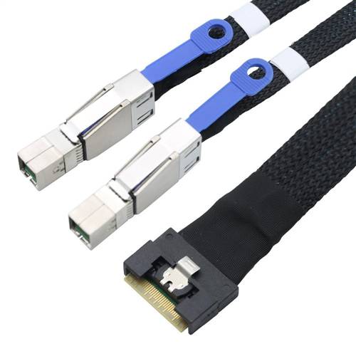 SlimSAS SFF-8654 8i to 2x External HD Mini SAS SFF-8644 Hybrid Cable