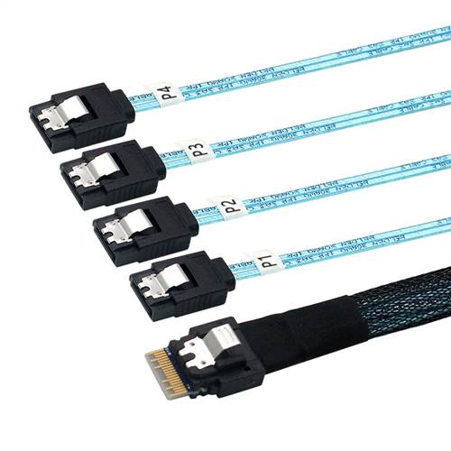CAB-8654-4xSATA | SlimSAS SFF-8654 4i to 4x 7Pin SATA Breakout Cable