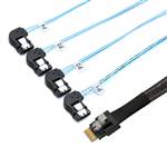 CAB-8654-4xSATALE | SlimSAS SFF-8654 4i to 4x Left Exit 7Pin SATA Breakout Cable