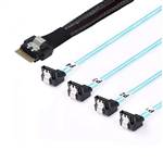 CAB-8654-4xSATARA | SlimSAS SFF-8654 4i to 4x Right Angle 7Pin SATA Breakout Cable