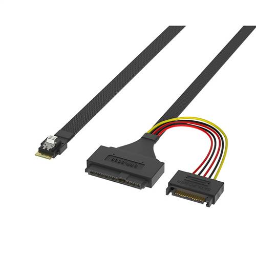 CAB-8654-8639 | SlimSAS SFF-8654 4i to U.2 SFF-8639 NVMe SSD Cable with 15P SATA Power
