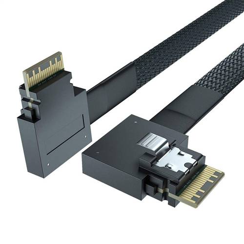 CAB-8654RE-8654RE | SlimSAS SFF-8654 4i to SFF-8654 4i SAS 4.0 Cable, Right Exit to Right Exit