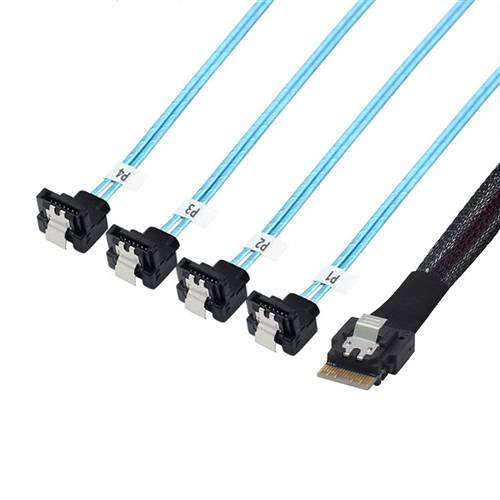 CAB-8654i4-4RASATA SlimSAS SFF-8654 4i to 4 Right Angle SATA 7P Cable