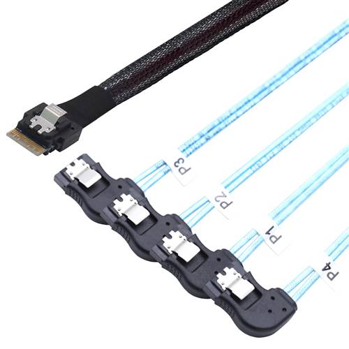 CAB-8654i4-4RBSATA SlimSAS SFF-8654 4i to 4 Right Bend SATA 7P Cable