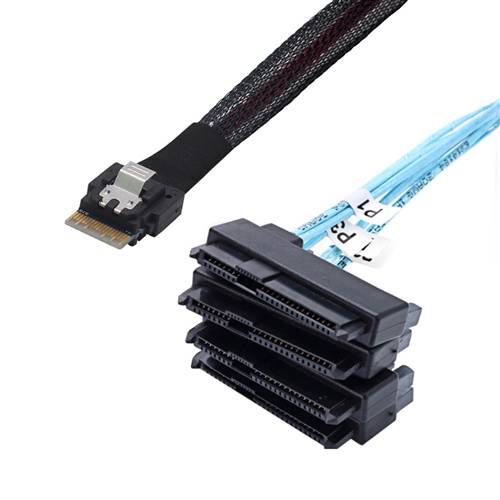 CAB-8654i4-4x8482 SlimSAS SFF-8654 4i to 4 SFF-8482 All-in-one Cable