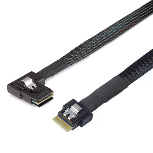 CAB-8654i4-LB8087 SlimSAS SFF-8654 4i to Left Bend Internal Mini SAS SFF-8087 36P Cable