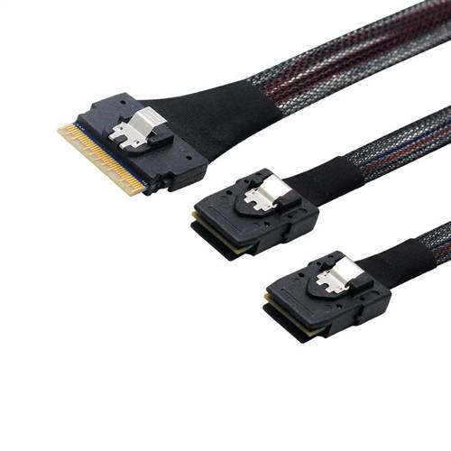 CAB-8654i8-2x8087 SlimSAS SFF-8654 8i to Two Internal Mini SAS SFF-8087 36P Cable