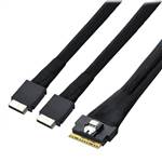 CAB-8654i8-2x8611 | SlimSAS SFF-8654 8i to 2x Oculink SFF-8611 4i Cable