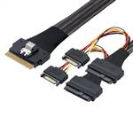 SlimSAS SFF-8654 8i to 2 U.2 SFF-8639 with 15P Power Cable