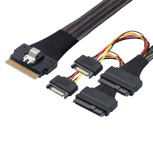 CAB-8654i8-2x8639P15 SlimSAS SFF-8654 8i to 2 U.2 SFF-8639 with 15P Power Cable