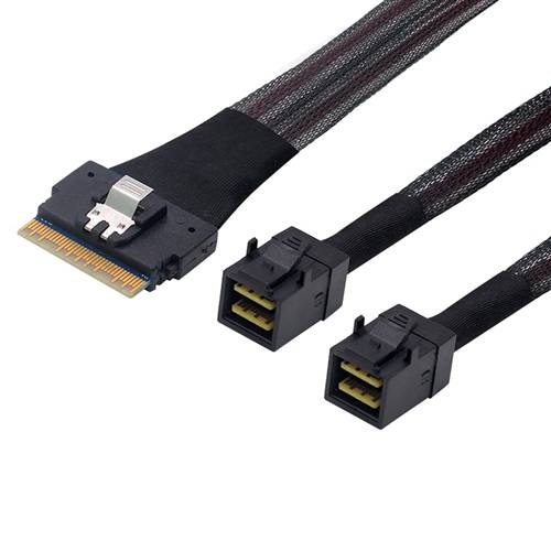 CAB-8654i8-2x8643 SlimSAS SFF-8654 8i to 2 Internal HD Mini SAS SFF-8643 4x 36P Cable