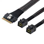 CAB-8654i8-2x8643i4 | SlimSAS SFF-8654 8i to 2x HD Mini SAS SFF-8643 4i Cable