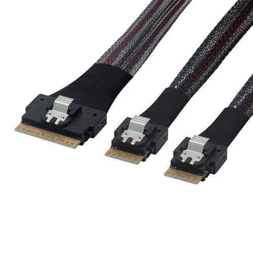 CAB-8654i8-2x8654i4 | SlimSAS SFF-8654 8i to 2x SlimSAS SFF-8654 4i Cable