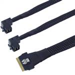 SlimSAS SFF-8654 8i to 2 Left Bend Internal HD Mini SAS SFF-8643 4x 36P Cable