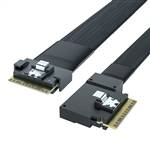 CAB-8654i8-8654i8LE | SlimSAS SFF-8654 8i to SlimSAS SFF-8654 8i SAS 4.0 Cable, Straight to Left Exit