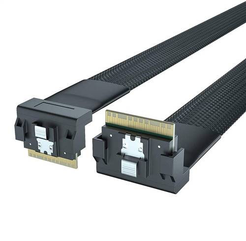 CAB-8654i8RA-8654i8RA | SlimSAS SFF-8654 8i to SlimSAS SFF-8654 8i SAS 4.0 Cable, Right Angle to Right Angle