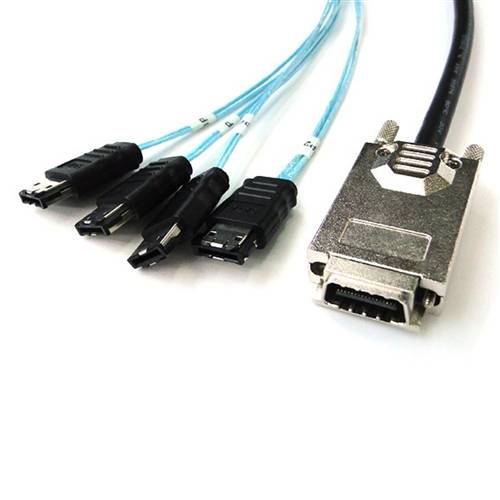CAB-CX4T-4ESATA SFF-8470 CX4 with Thumbscrews to 4 ESATA 7P Cable