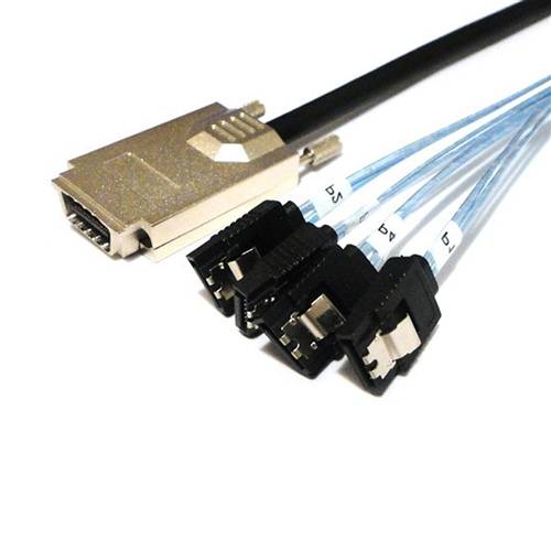 CAB-CX4T-4SATA SFF-8470 CX4 with Thumbscrews to 4 Straight SATA 7P Cable