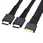 Fully Enclosed SlimSAS SFF-8654 8i to 2 OCulink SFF-8611 4x Cable