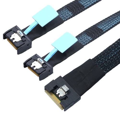 CAB-FE8654i8-2xMCIOx4 Fully Enclosed SlimSAS SFF-8654 8i to 2 MCIO 4x 38P Cable