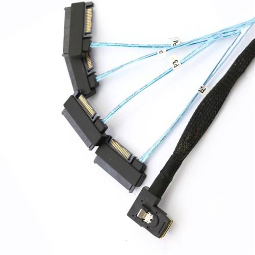 CAB-LB8087-4x8482 Left Bend Internal Mini SAS SFF-8087 36P to Four SFF-8482 All-in-one Cable