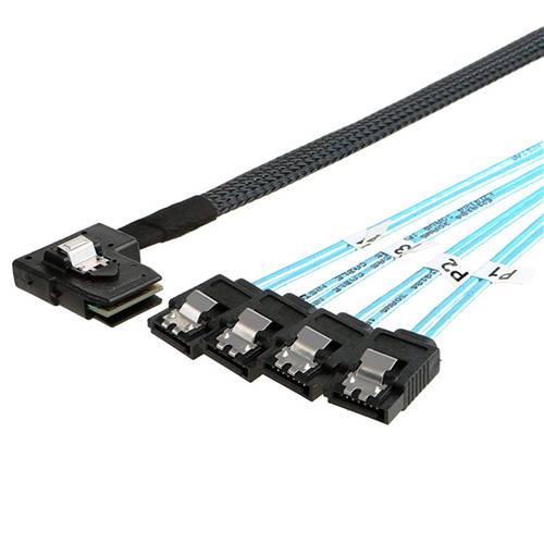 CAB-LB8087-4xSATA Left Bend Internal Mini SAS SFF-8087 36P to Four SATA 7P Cable