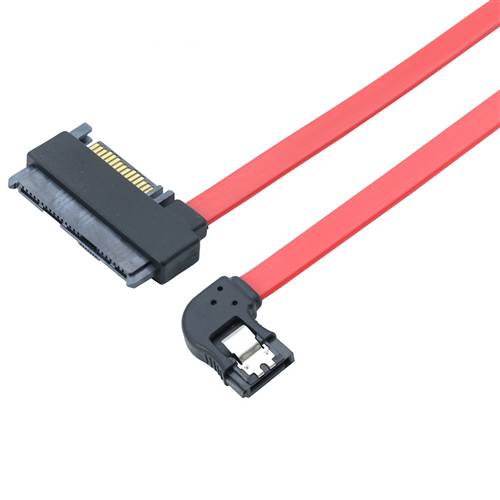 CAB-LBSATA-8482-R Left Bend SATA 7Pin to SAS SFF-8482 29P & 15P All-in-one Red Cable