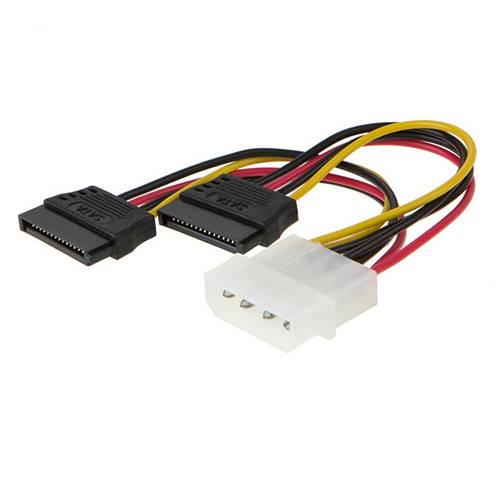 CAB-LP4M-2xSATA15PF LP4 4Pin IDE Male to 2 SATA 15Pin Female Power Cable