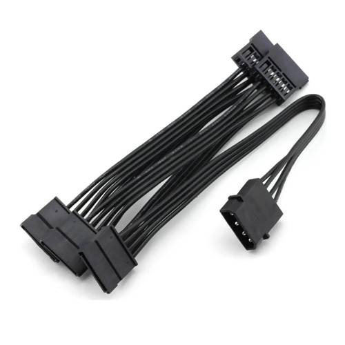 CAB-LP4M-5xSATA15PF LP4 4Pin IDE Male to 5 SATA 15Pin Female Power Splitter Cable