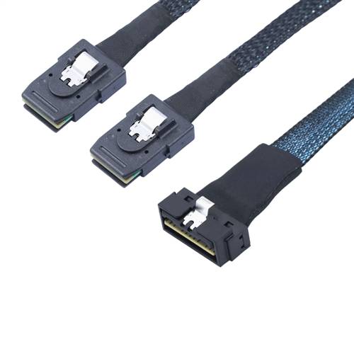 CAB-LP8654i8-2x8087 LP Low Profile SlimSAS SFF-8654 8i To Two Internal Mini SAS SFF-8087 36P Cable, Straight to Straight