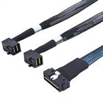CAB-LP8654i8-2x8643RA | Low Profile SlimSAS SFF-8654 8i to 2x Right Angled SFF-8643 4i Cable