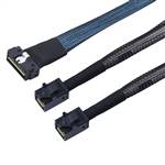 CAB-LP8654i8-2x8643i4 | Low Profile SlimSAS SFF-8654 8i to 2x Internal HD Mini SAS SFF-8643 4i Cable