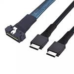 Low Profile SlimSAS SFF-8654 8x 74P to 2 OCulink SFF-8611 4x Cable, Straight to Straight