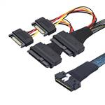 Low Profile SlimSAS SFF-8654 8x 74P to 2 U.2 SFF-8639 with 15P Power Cable