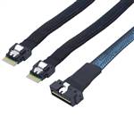 CAB-LP8654x8-2x8654x4 Low Profile SlimSAS SFF-8654 8x 74P to 2 SlimSAS SFF-8654 4x 38P Cable, Straight to Straight