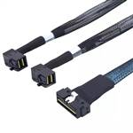 Low Profile SlimSAS SFF-8654 8x 74P to 2 Right Angle Internal HD Mini SAS SFF-8643 4x 36P Cable