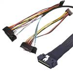 CAB-LP8654x8-4xSAS29P Low Profile SlimSAS SFF-8654 8x 74P to 4 SAS 29P Cable with 15P Power