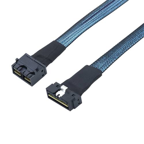 CAB-LP8654x8-8643x8 Low Profile SlimSAS SFF-8654 8x 74P to Internal HD Mini SAS SFF-8643 8x 72P Cable, Straight to Straight