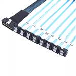 CAB-LP8654x8-8xRASATA Low Profile SlimSAS SFF-8654 8x 74P to 8 Right Angle SATA 7P Cable