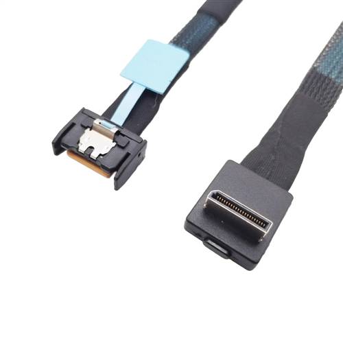 CAB-MCIOi4-8611i4UA | MCIO x4 (SFF-TA-1016) 38P to 90-degree UP Angled OCuLink SFF-8611 4i Cable
