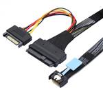 CAB-MCIOi4-8639P15 | MCIO x4 (SFF-TA-1016) 38P to U.2 SFF-8639 68Pin Cable with 15P SATA Power