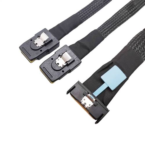 CAB-MCIOi8-2x8087 | MCIO x8 (SFF-TA-1016) 74P to 2x Mini SAS SFF-8087 36P Y-Cable