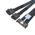 CAB-MCIOi8-2x8611RA | MCIO x8 (SFF-TA-1016) 74P to 2x Right Angle OCuLink SFF-8611 4i Y-Cable