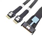 CAB-MCIOi8-2x8654i4 | MCIO x8 (SFF-TA-1016) 74P to 2x SlimSAS SFF-8654 4i Y-Cable