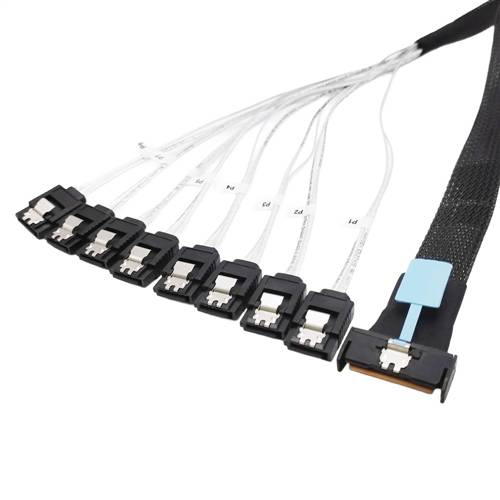 CAB-MCIOi8-8xSATA | MCIO x8 (SFF-TA-1016) 74P to 8x 7P SATA Breakout Cable