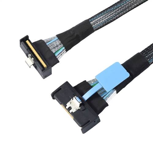 CAB-MCIOi8-MCIOi8UA | PCIe Gen5 MCIO x8 (SFF-TA-1016) 74P to 90-degree UP Angled MCIO x8 (SFF-TA-1016) 74P Cable
