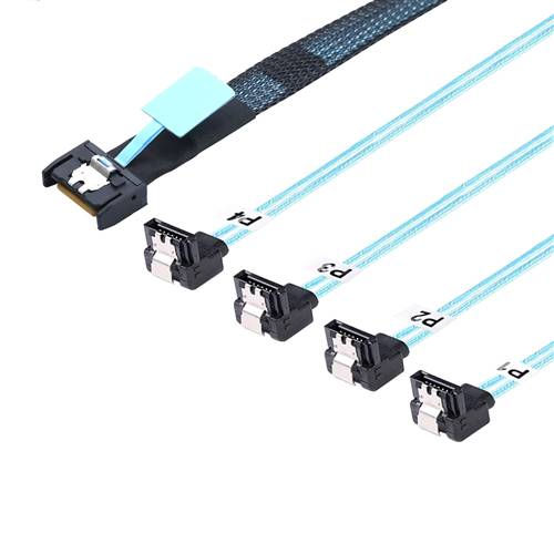 CAB-MCIOx4-4xRASATA MCIO 4x 38P to 4 Right Angle SATA 7P Cable