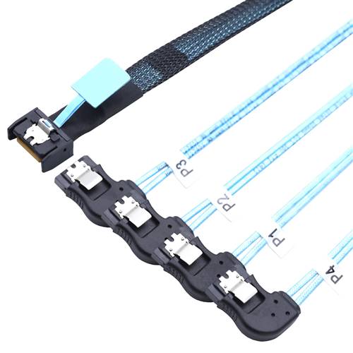 CAB-MCIOx4-4xRBSATA MCIO 4x 38P to 4 Right Bend SATA 7P Cable