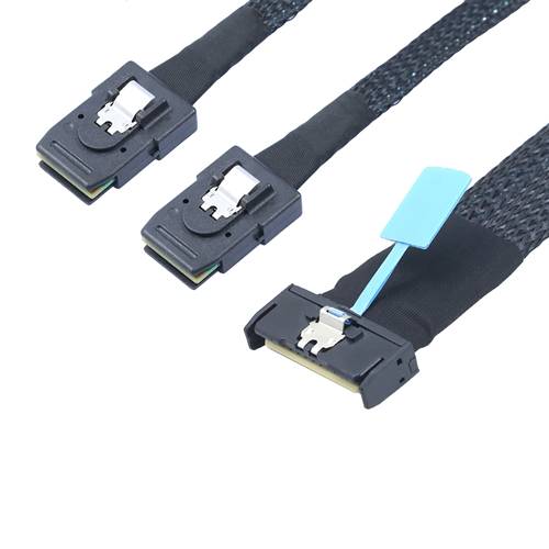 CAB-MCIOx8-2x8087 MCIO 8x 74P To Two Internal Mini SAS SFF-8087 36P Cable, Straight to Straight